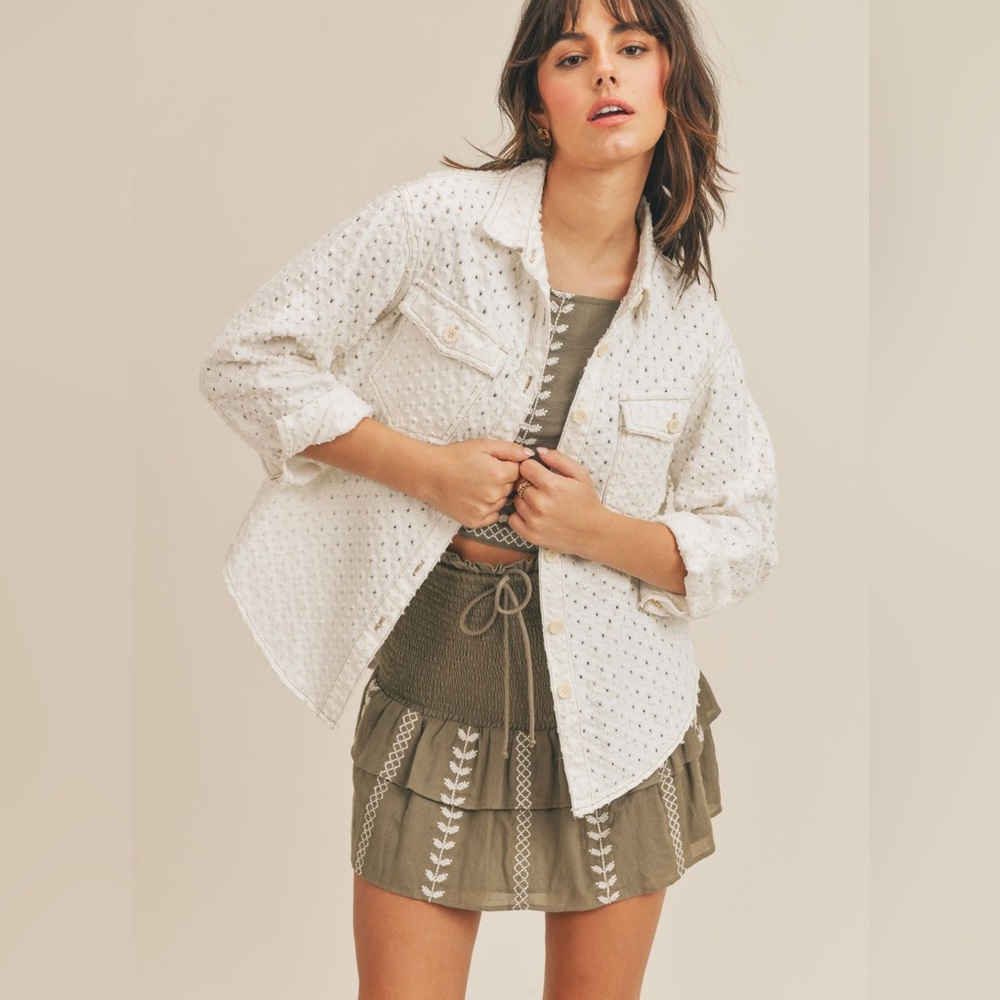 Winona White Punched Denim Jacket